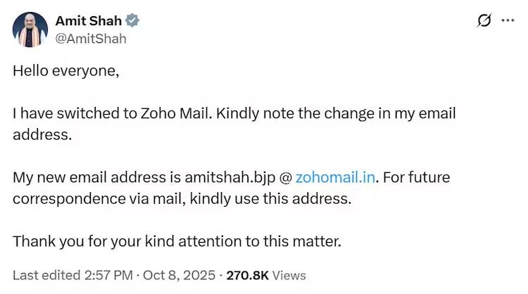 amitshah-zoho email