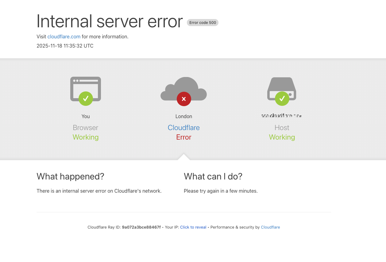 cloudflare error outage