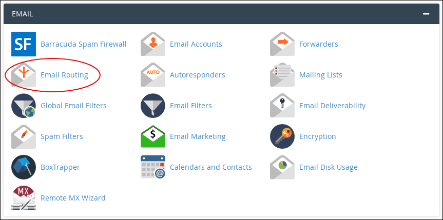 Go to Email Routing from the cPanel home screen