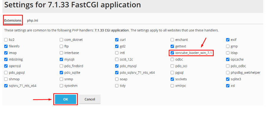 IonCube Loader option and then click the “Ok” button