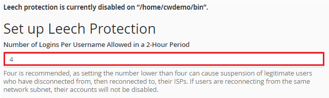 Configure Leech Protection Settings