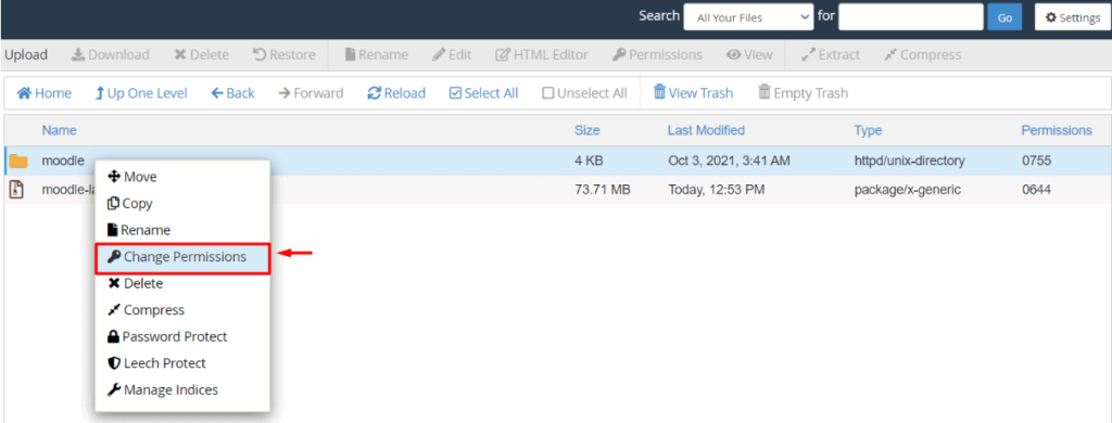 Select Change Permissions