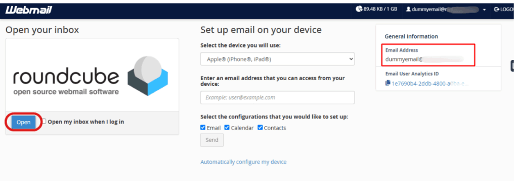 Roundcube's interface