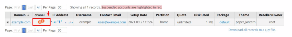 access any cPanel account on your WHM