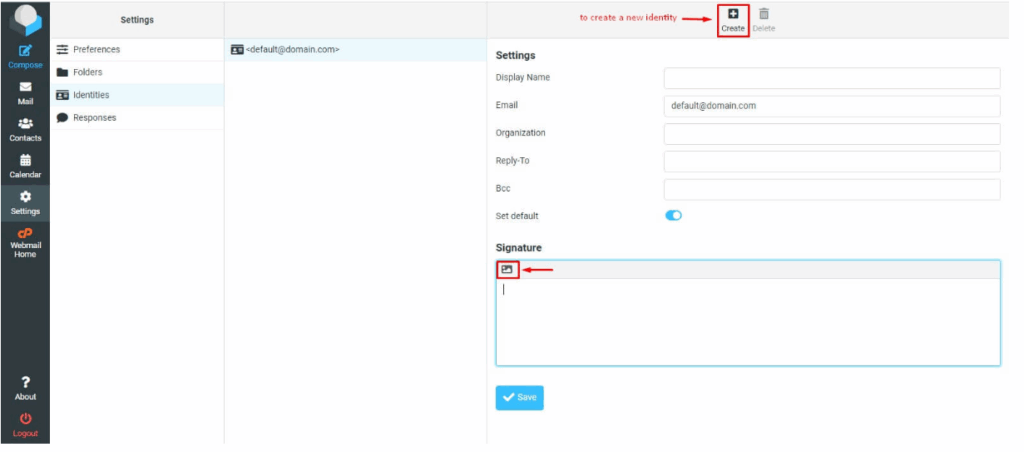 clicking the HTML icon in the Signature field