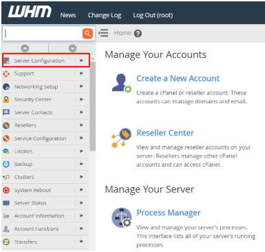 Server configuration