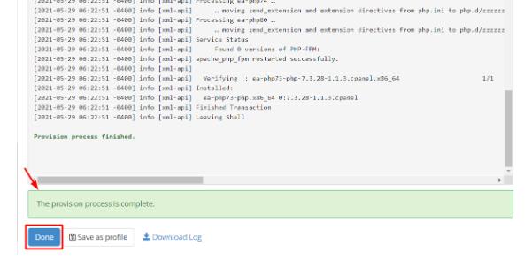 provisioning process is complete