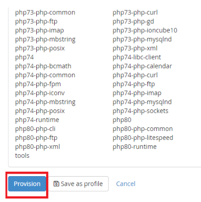 provision and the installation process will begin