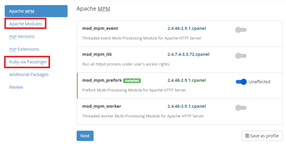 Proceed to Apache Modules and Ruby Via Passenger