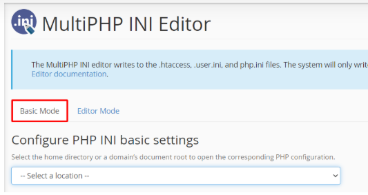Click on the Basic Mode tab