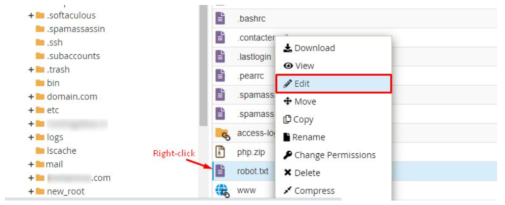 Select the Edit option