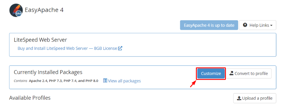 press the button Customize
