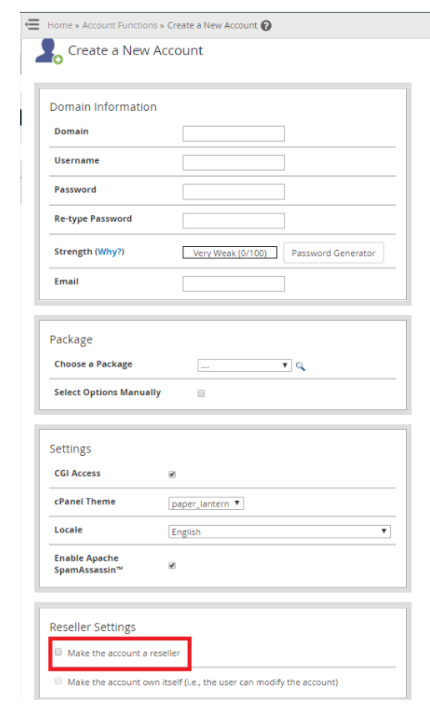 Make the account a reseller