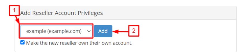 Add Reseller Account Privileges