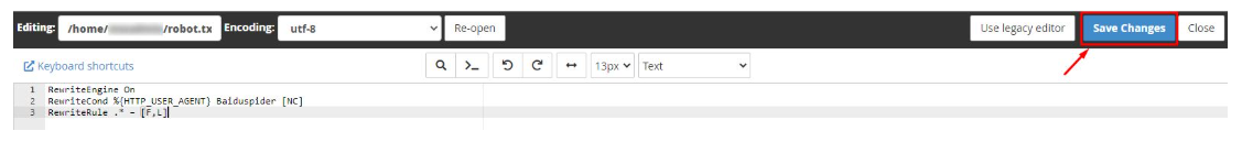Save Changes button and Close the file