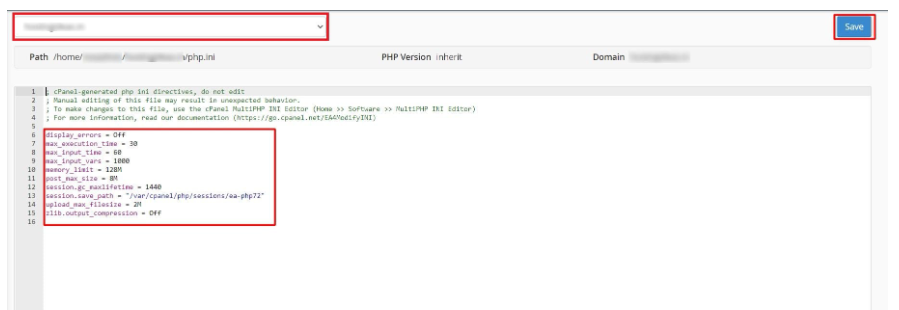 Choose the domain you want to edit