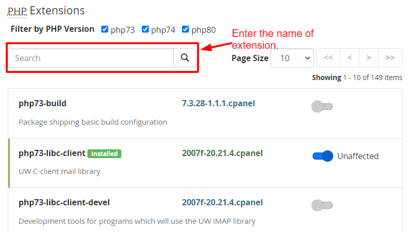 Enter the name of extension