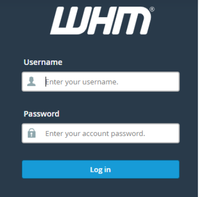 Log in to WHM