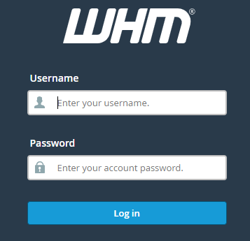 Log in to WHM