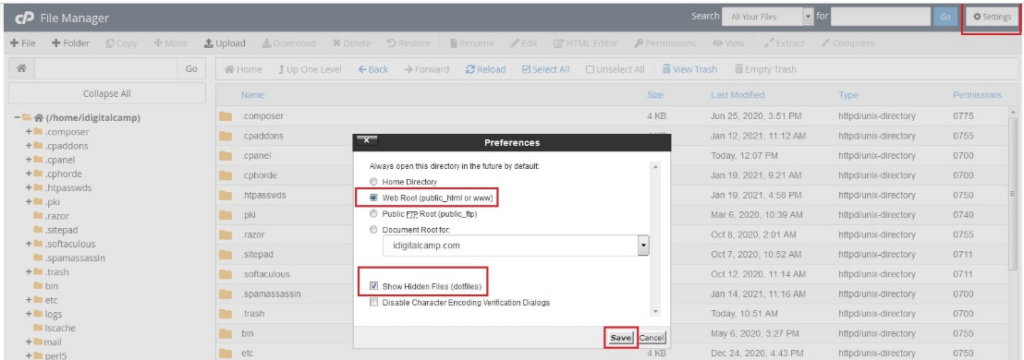select Show Hidden Files
