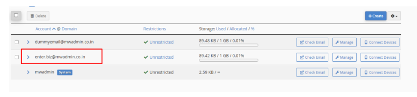 Create Account button 