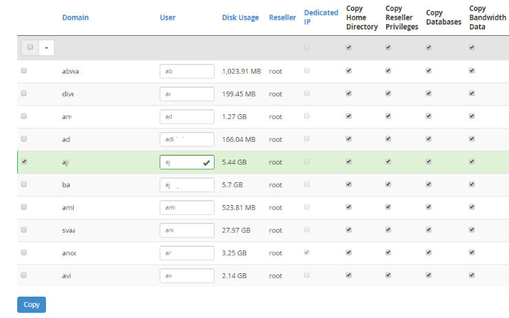 Click on the account you wish to copy