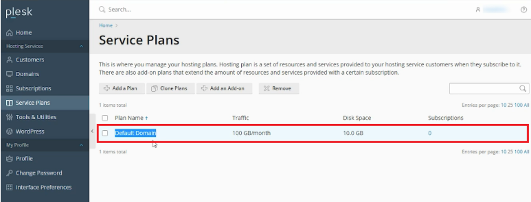 Service plan name textbox