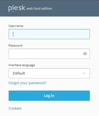 Log in to Plesk