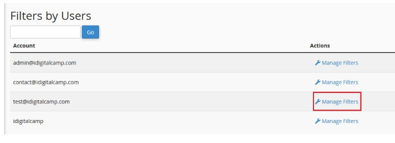 Manage Filters option