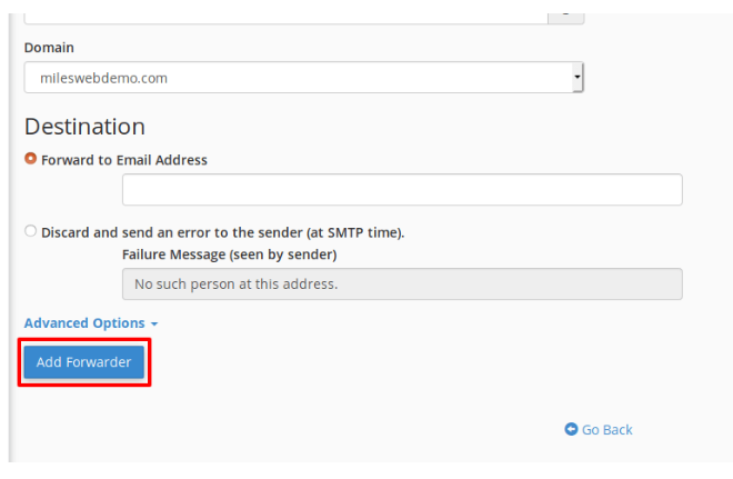 Add Forwarder button