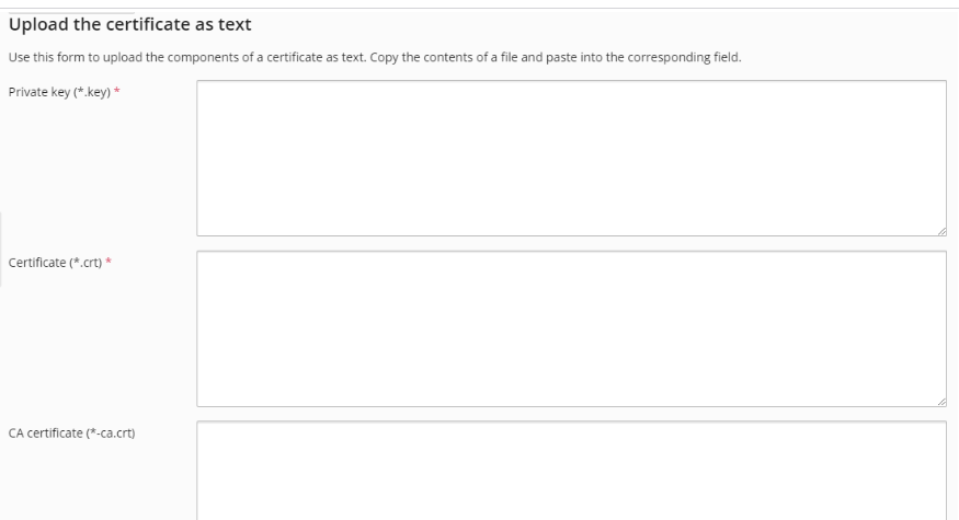 SSL certificate upload