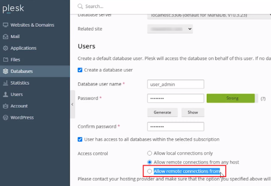 IP addresses or domain