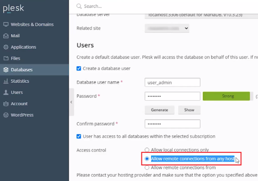 using the default option