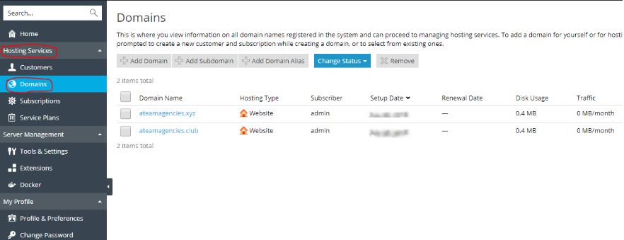 Hosting Services and Domains