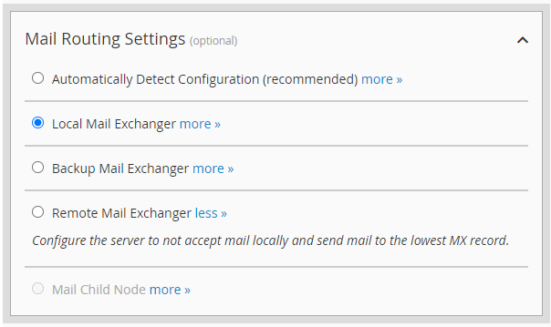 Mail Routing Settings