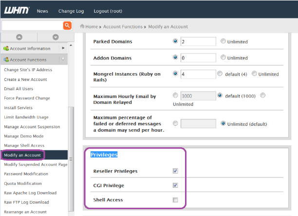 Path : Home » Account Functions » Modify an Account