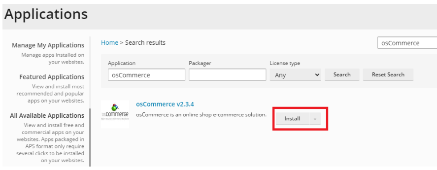 install osCommerce