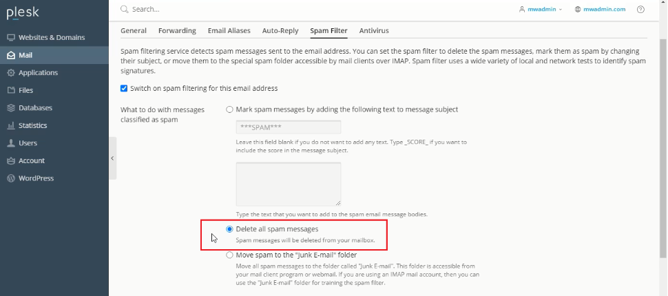 erase every spam messages