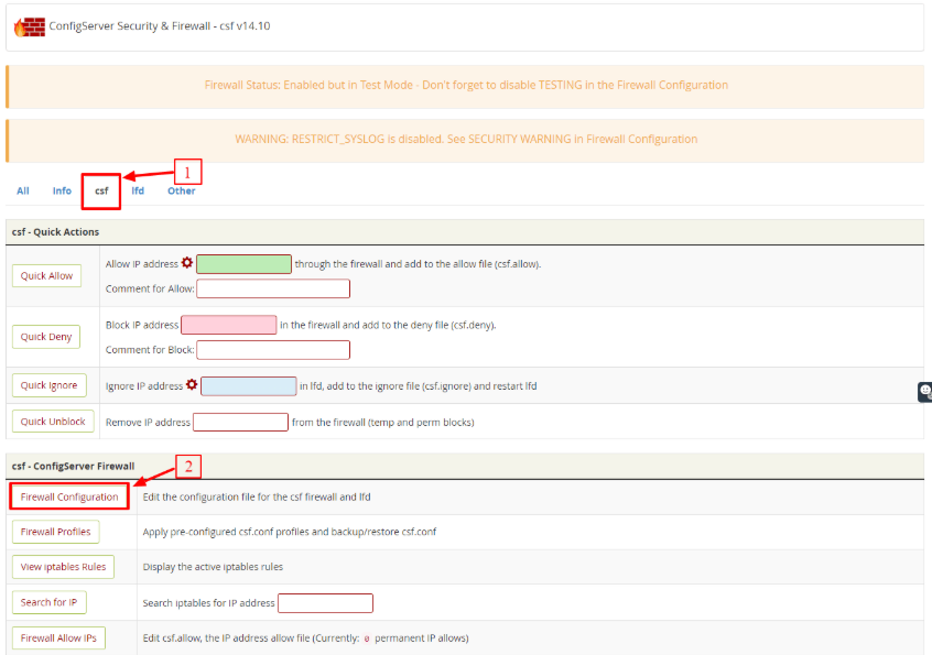 csf – ConfigServer Firewall