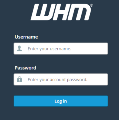 Log in to WHM